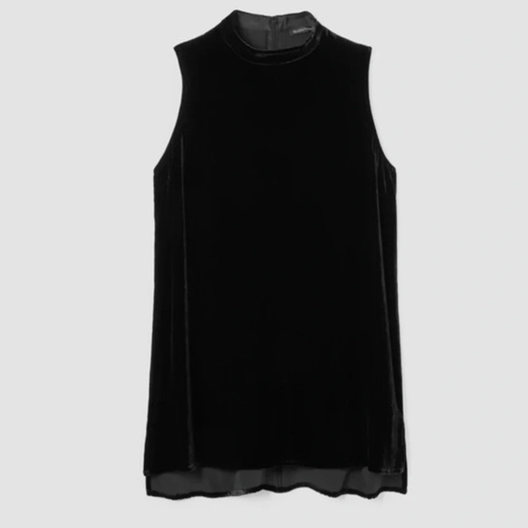 New Eileen Fisher Velvet Mock Neck Tank Easy Fit Long Length - Picture 1 of 8